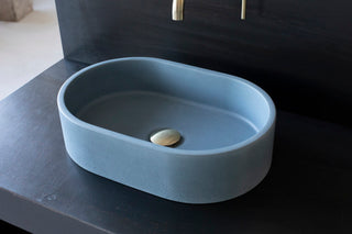 concrete vessel sink oval small blue