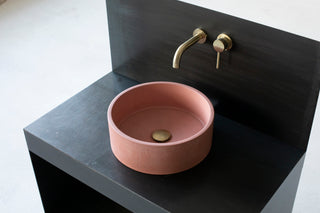 concrete vessel sink round pink