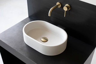 concrete vessel sink white oval small
